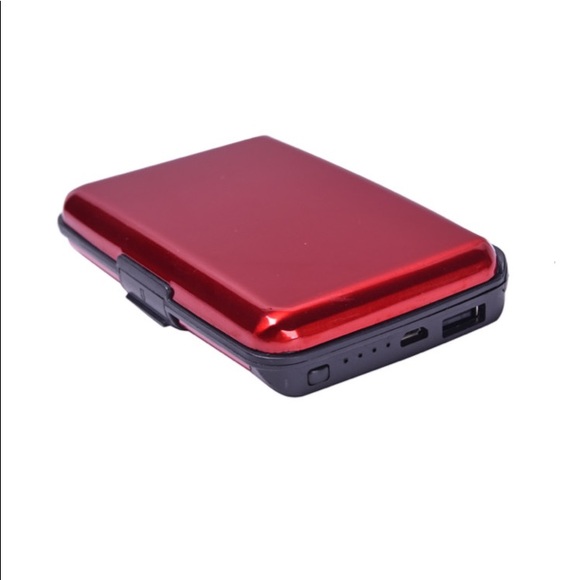 2-in-1 Red RFID Wallet with 1800mAH Power Bank & USB Cable (To Charge Power Bank - Picture 4 of 9